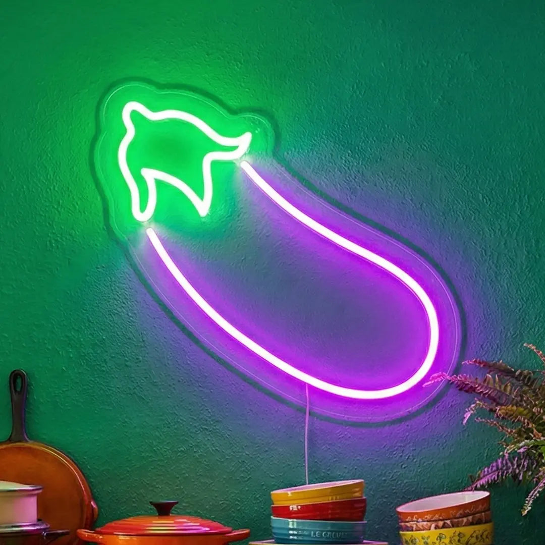 Eggplant Emoji LED Neon Sign