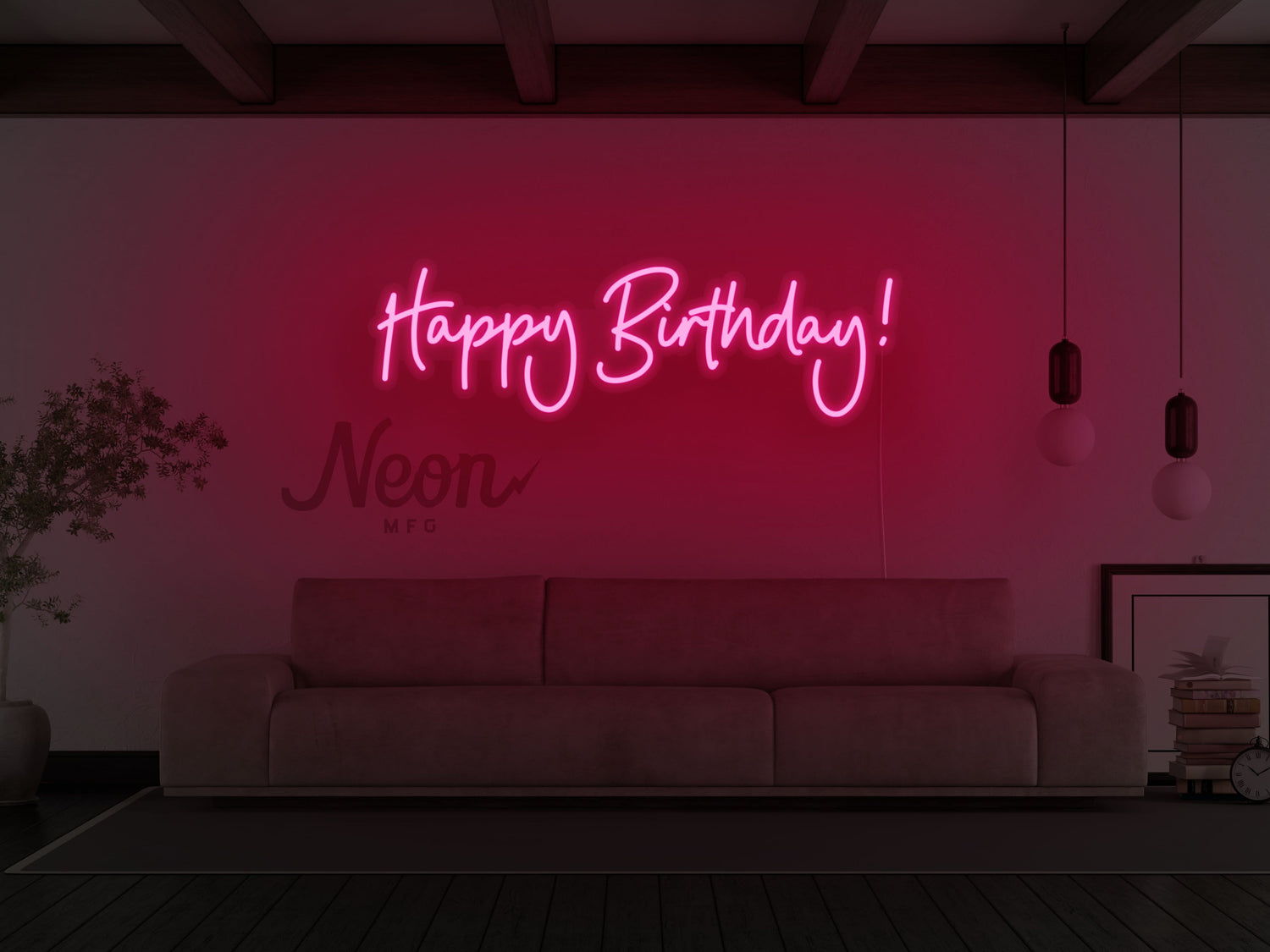 Happy Birthday Cursive LED Neon Sign