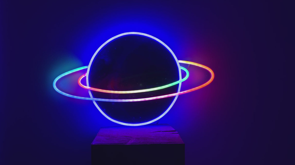 Planet saturn color changing animated LED Neon Sign