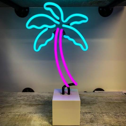 Desktop Glass Neon Palm Tree