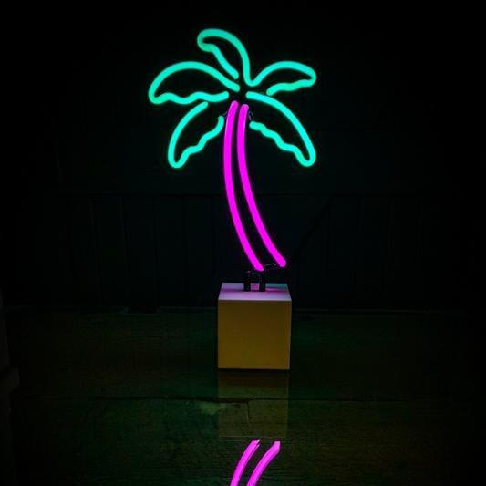 Desktop Glass Neon Palm Tree