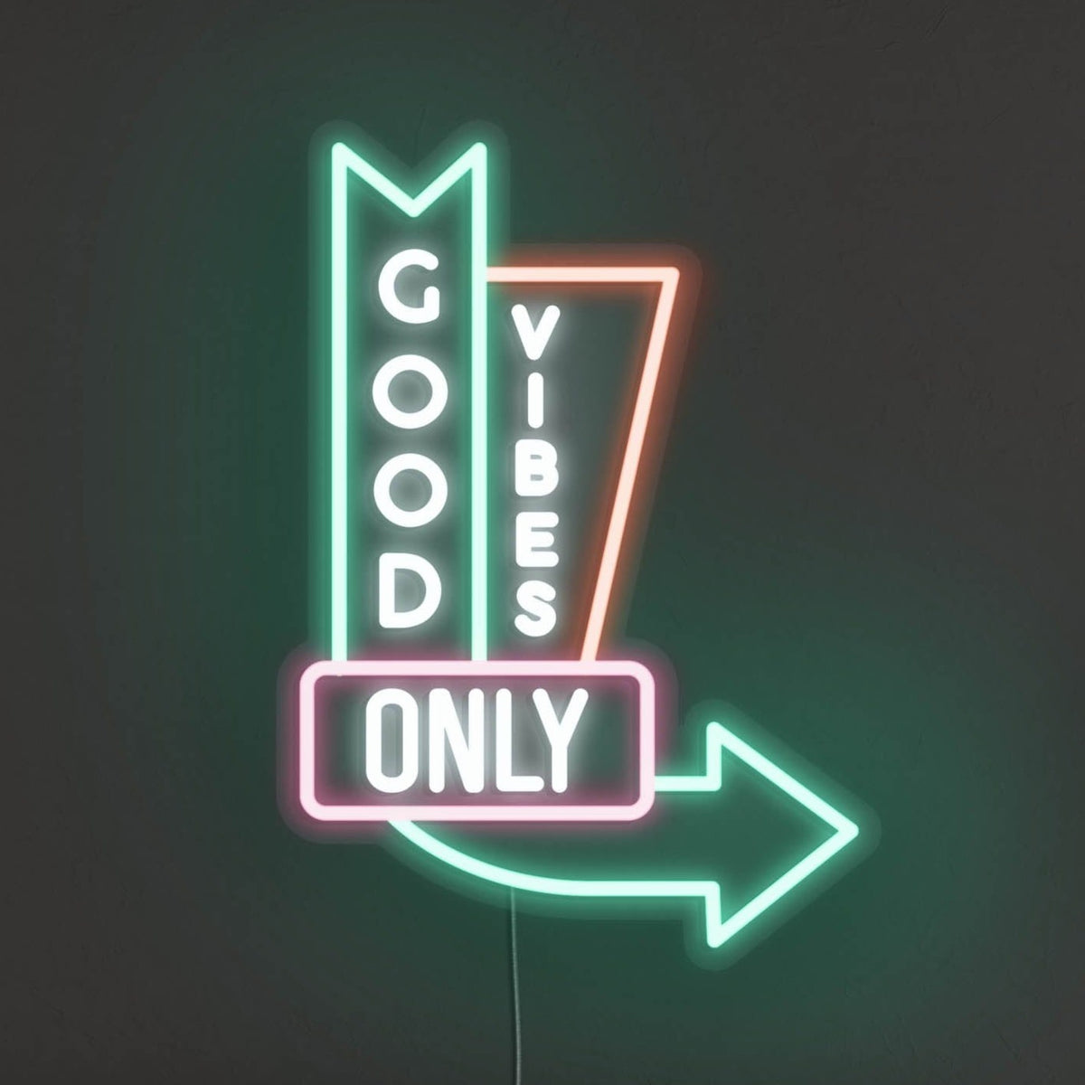 Vintage Good Vibes Only LED Neon Sign Neon Mfg.