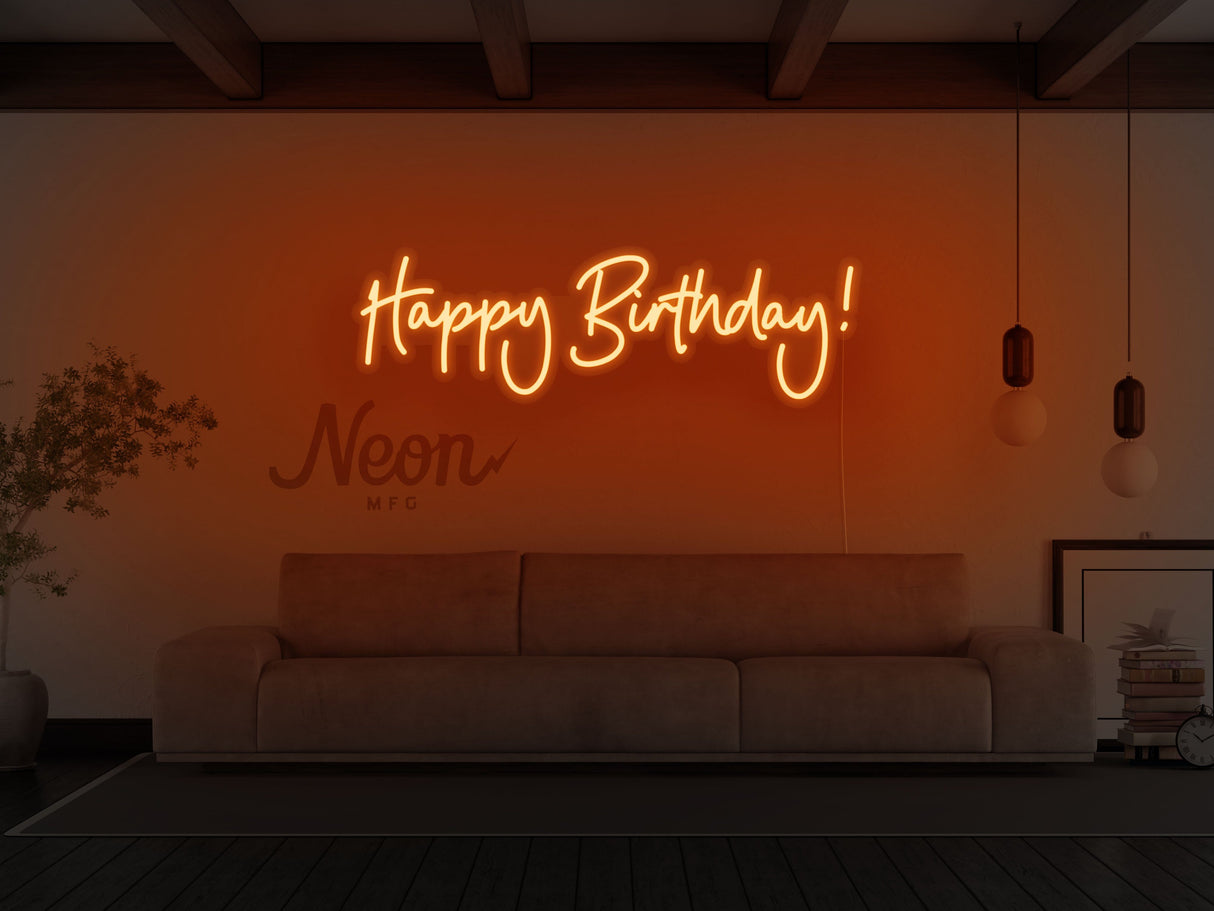 Happy Birthday Cursive LED Neon Sign