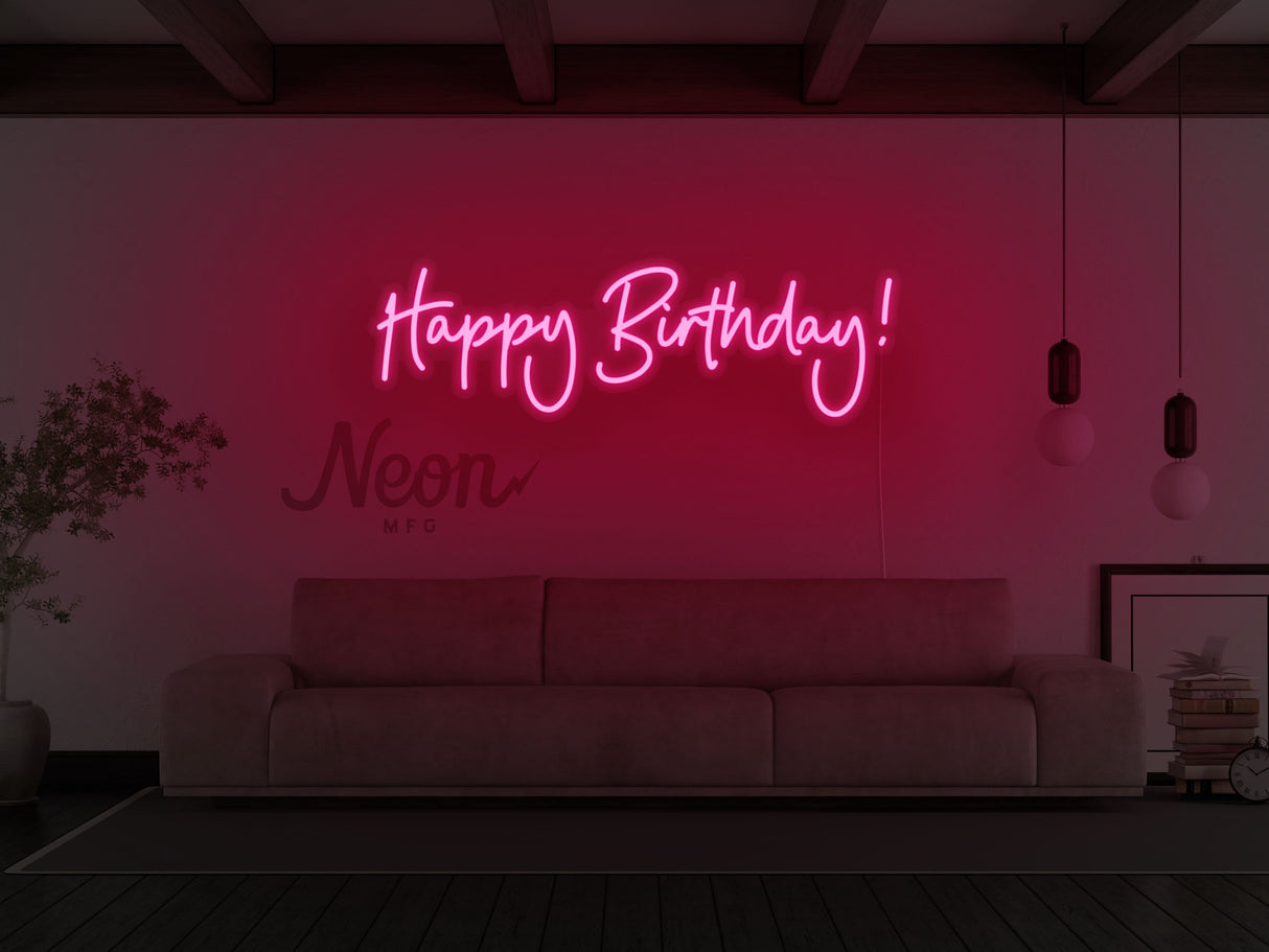 Happy Birthday Cursive LED Neon Sign