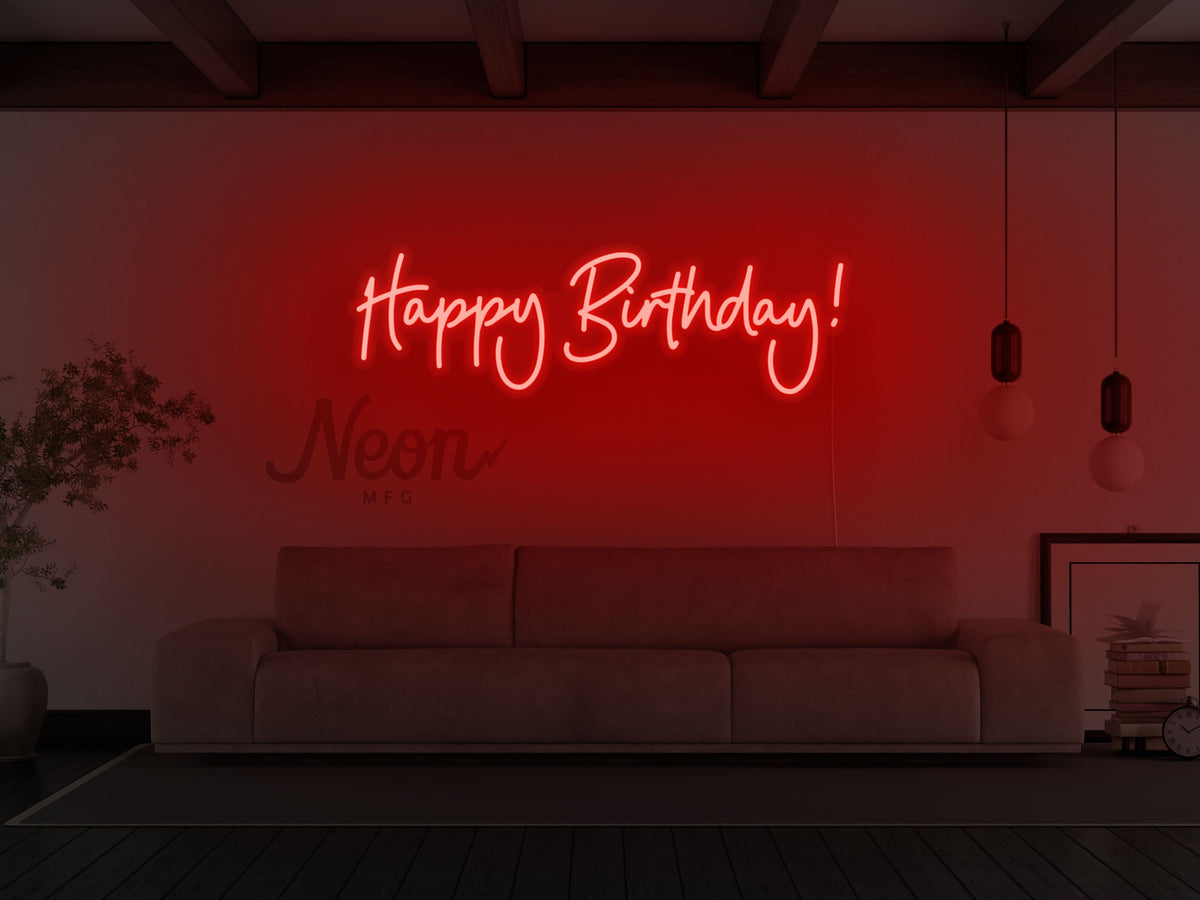 Happy Birthday Cursive LED Neon Sign - Neon Mfg.