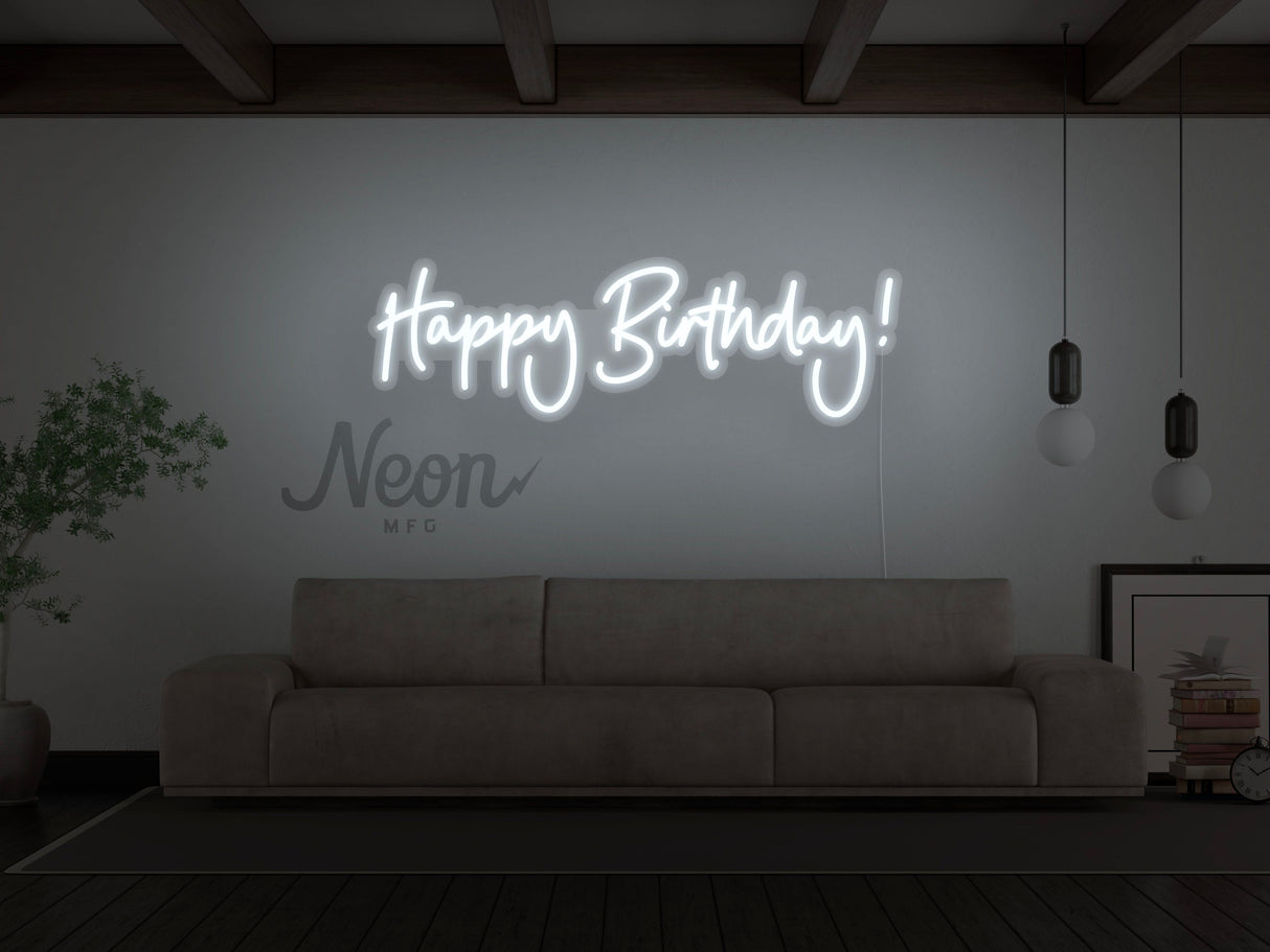 Happy Birthday Cursive LED Neon Sign