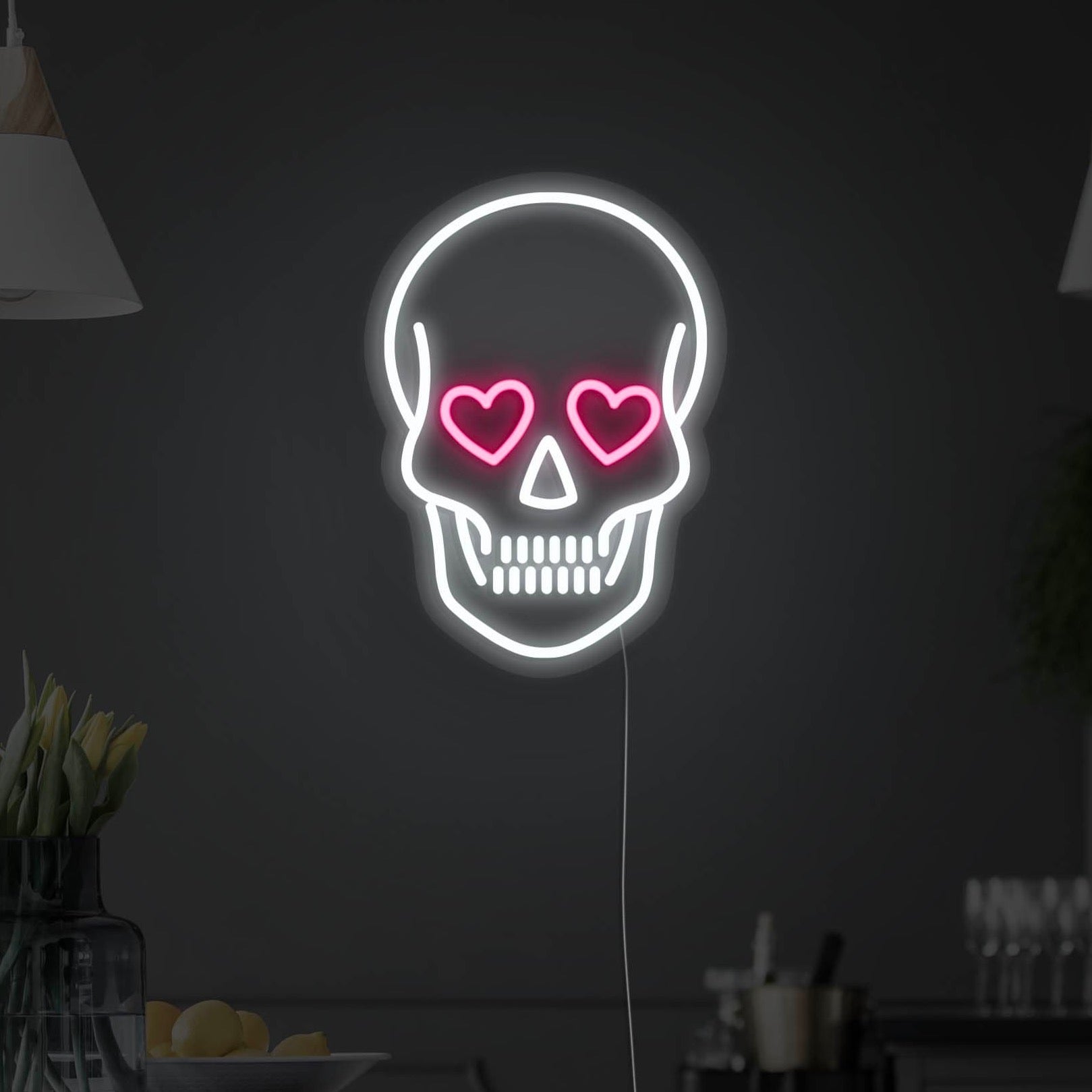 Heart Eyes Skull LED Neon Sign