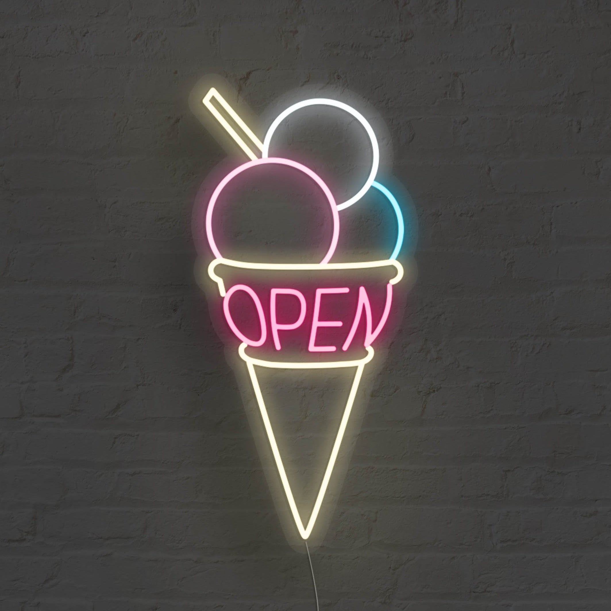 ネオンインテリアサイン　ICE CREAM Ice Cream Neon Sign, Ice Cream Solves Everything Dimmable
