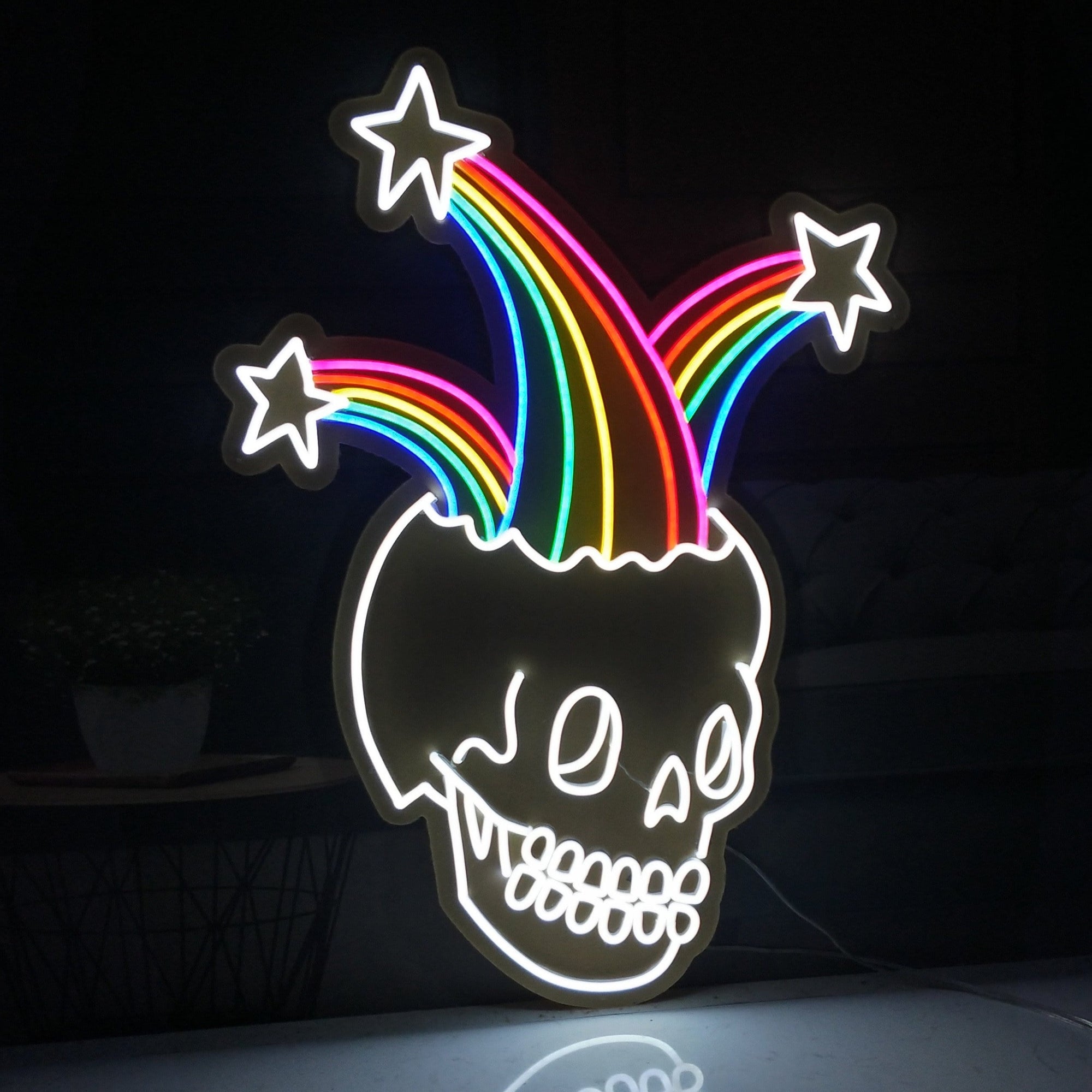 Rainbow Skull LED Neon Sign