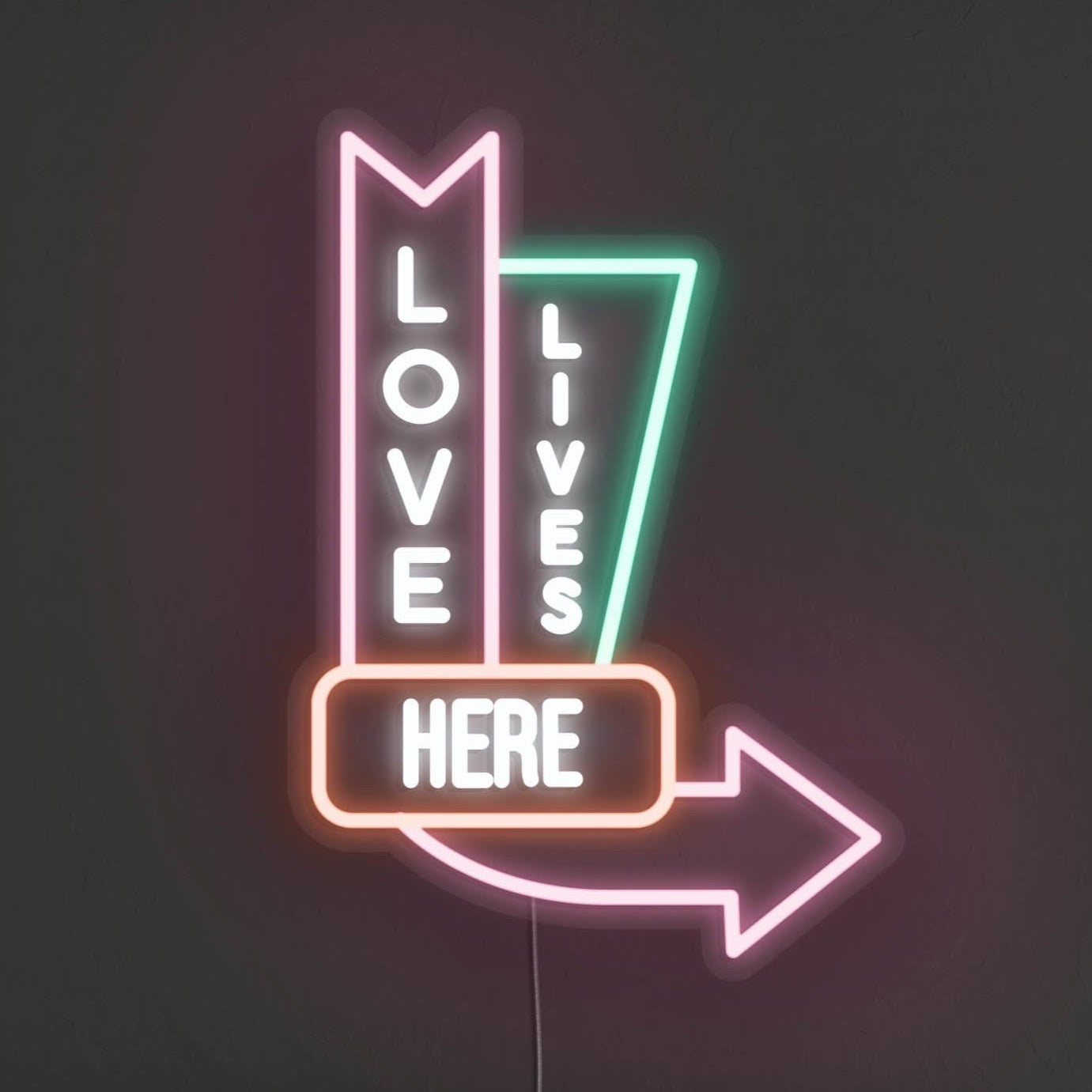 Vintage Love Lives Here LED Neon Sign