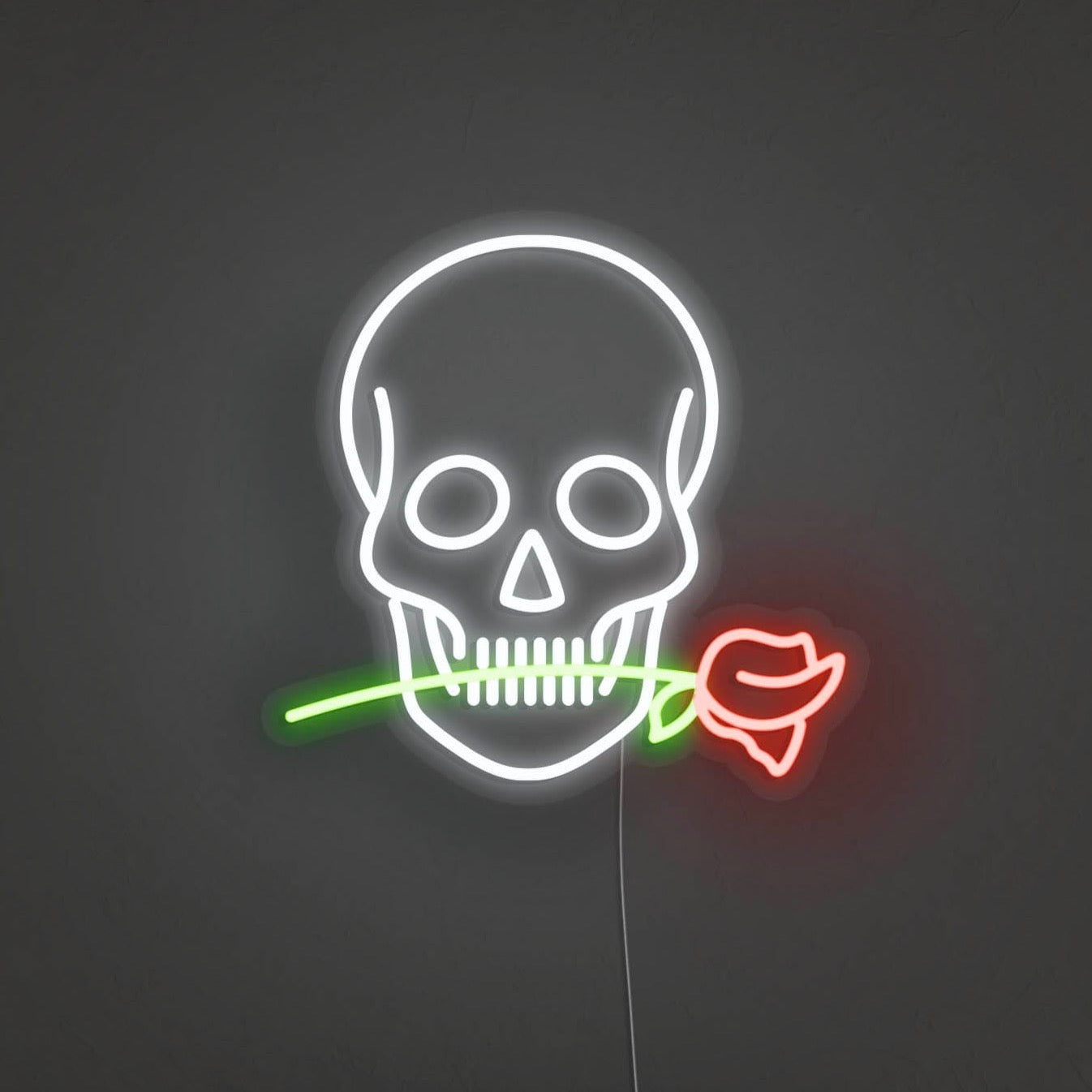 Skull With Rose LED Neon Sign