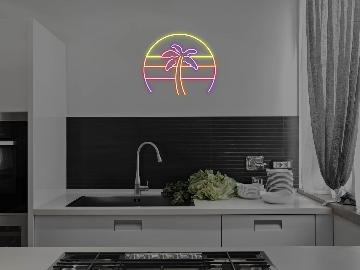 Palm Tree Retro 80s Sunset LED Neon Sign