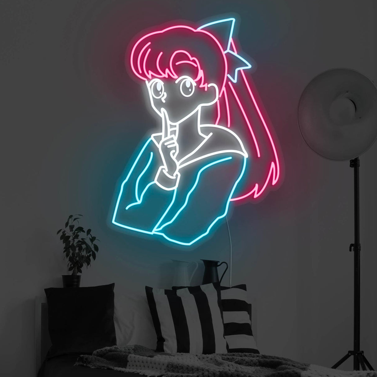 Anime Pondering Girl LED Neon Sign