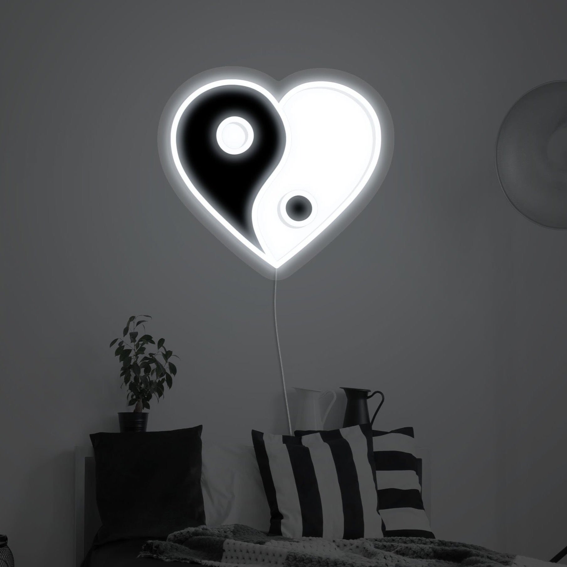 Yin Yang Heart LED Neon Sign
